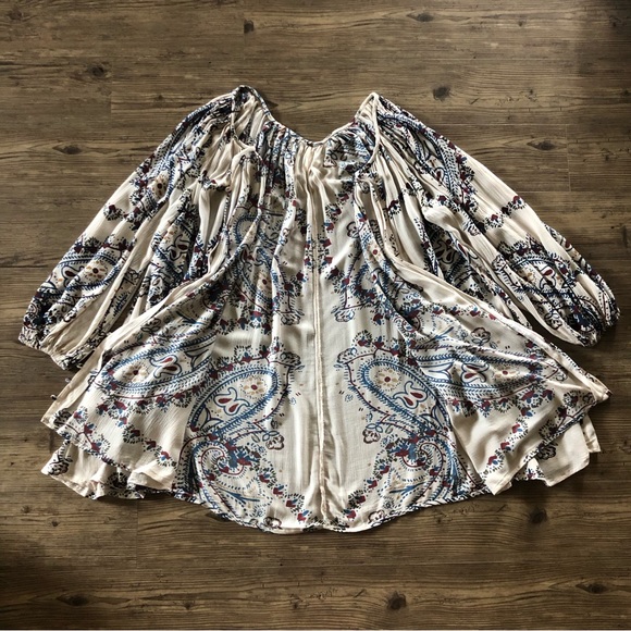 Free People paisley swing dress with button front - Picture 2 of 14